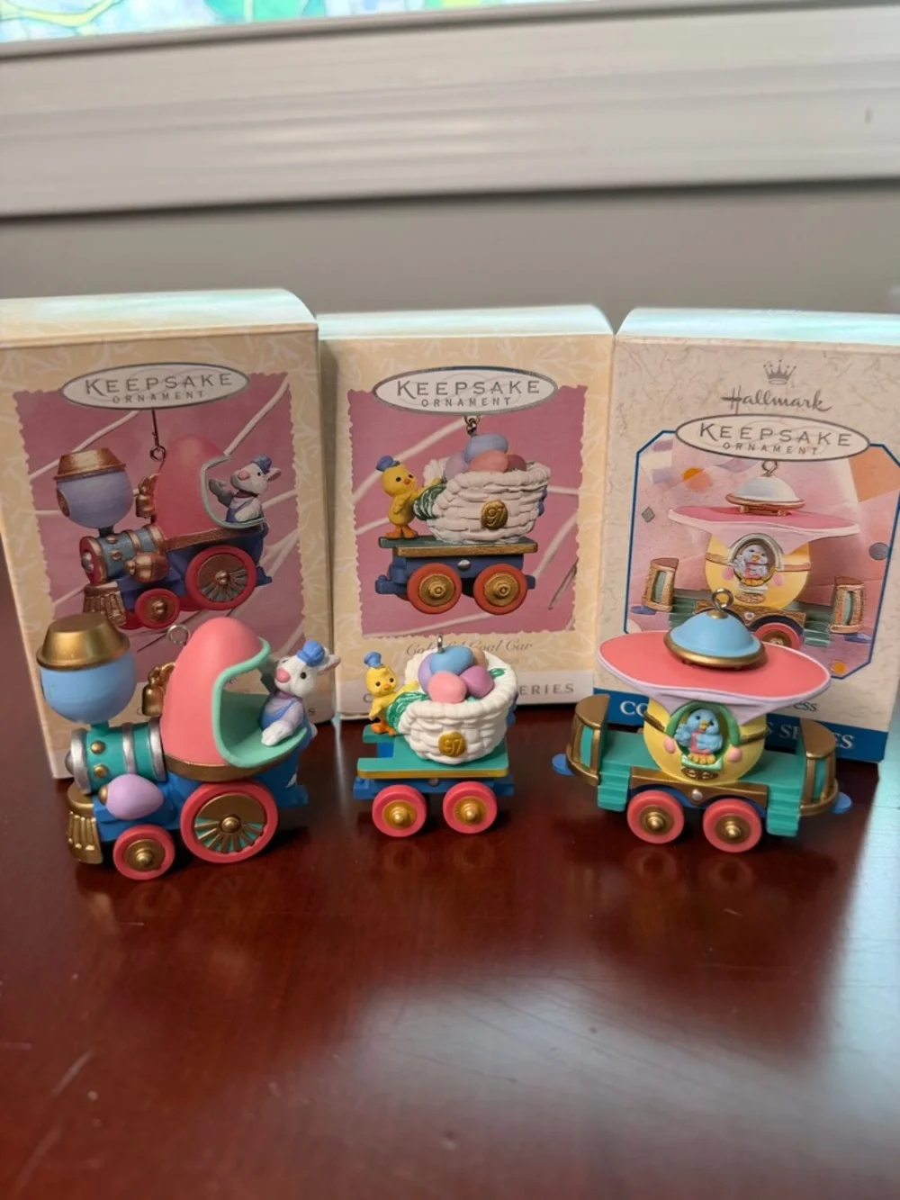 Hallmark Cottontail Express Series Easter Handmade Train Ornaments Set of 3